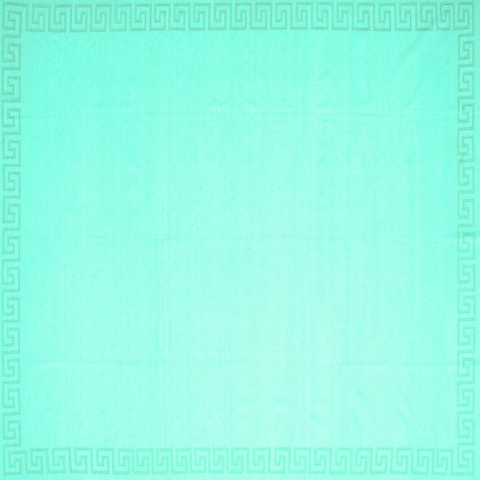 Square Machine Washable Solid Turquoise Modern Area Rugs, wshcon2324turq