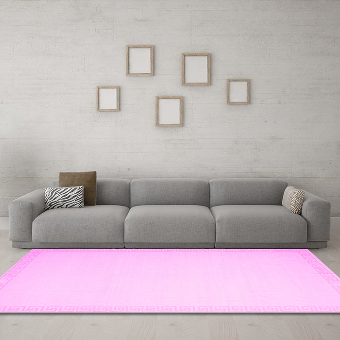 Machine Washable Solid Pink Modern Rug in a Living Room, wshcon2324pnk