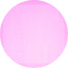 Round Machine Washable Solid Pink Modern Rug, wshcon2324pnk