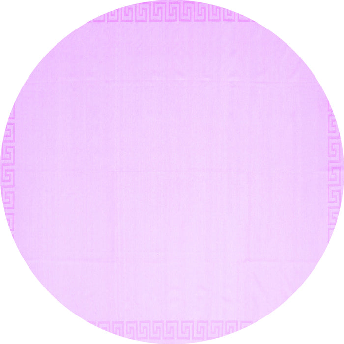Round Machine Washable Solid Purple Modern Area Rugs, wshcon2324pur