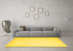 Machine Washable Solid Yellow Modern Rug in a Living Room, wshcon2324yw
