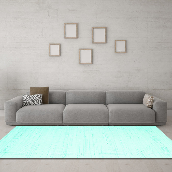 Machine Washable Solid Turquoise Modern Area Rugs in a Living Room,, wshcon2325turq