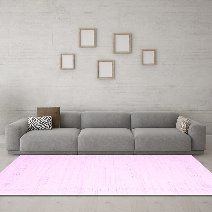 Machine Washable Solid Pink Modern Rug in a Living Room, wshcon2325pnk