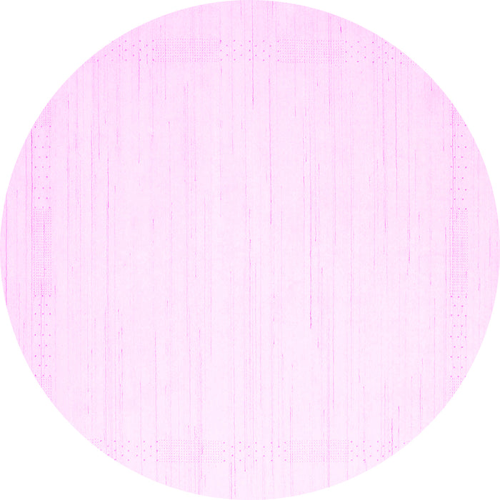 Round Machine Washable Solid Pink Modern Rug, wshcon2325pnk