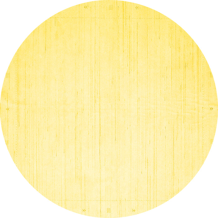 Round Solid Yellow Modern Rug, con2326yw