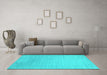 Machine Washable Abstract Turquoise Contemporary Area Rugs in a Living Room,, wshcon2327turq