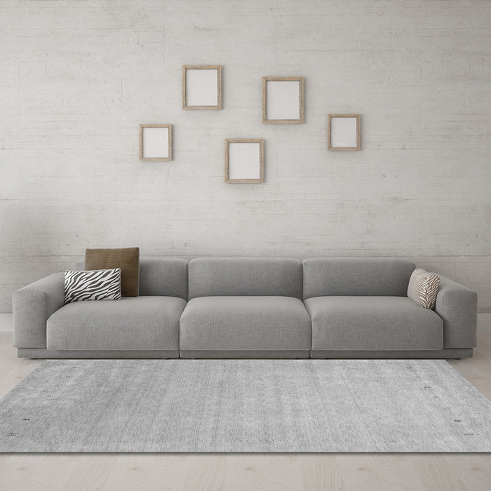 Machine Washable Abstract Gray Contemporary Rug in a Living Room,, wshcon2327gry