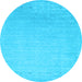 Round Abstract Light Blue Contemporary Rug, con2327lblu