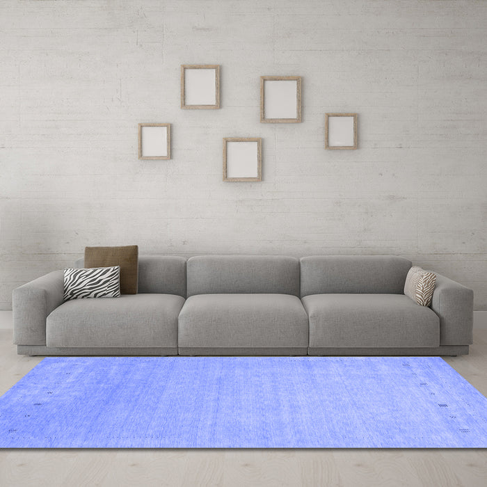 Machine Washable Abstract Blue Contemporary Rug in a Living Room, wshcon2327blu