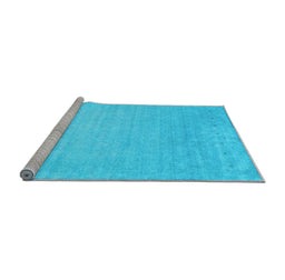 Sideview of Machine Washable Abstract Light Blue Contemporary Rug, wshcon2327lblu