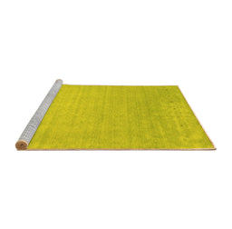 Sideview of Machine Washable Abstract Yellow Contemporary Rug, wshcon2327yw