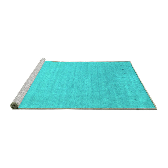 Sideview of Machine Washable Abstract Turquoise Contemporary Area Rugs, wshcon2327turq