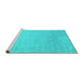 Sideview of Machine Washable Abstract Turquoise Contemporary Area Rugs, wshcon2327turq