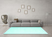 Machine Washable Solid Turquoise Modern Area Rugs in a Living Room,, wshcon2328turq