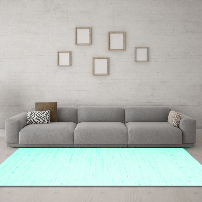 Machine Washable Solid Turquoise Modern Area Rugs in a Living Room,, wshcon2328turq