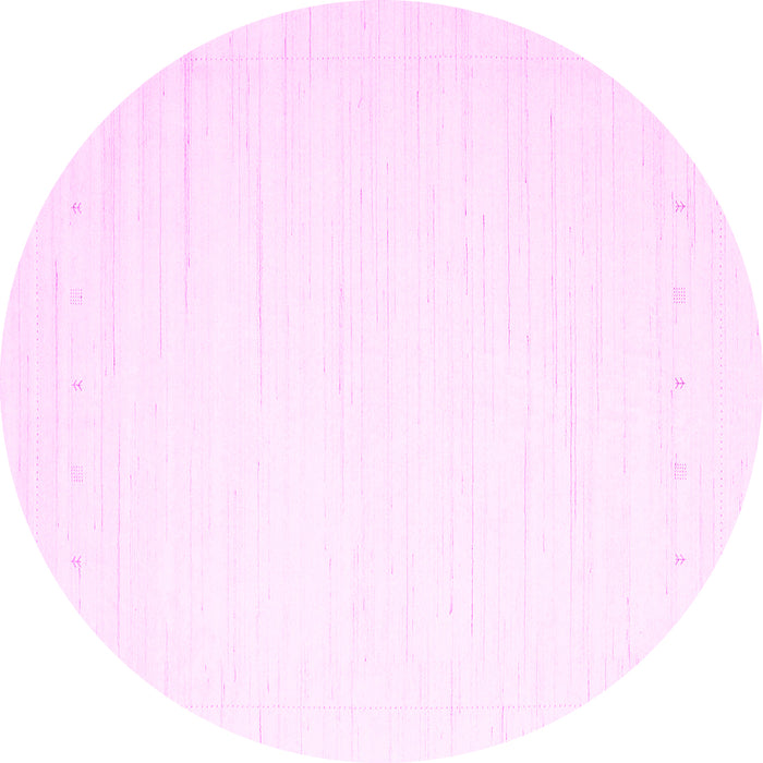 Round Machine Washable Solid Pink Modern Rug, wshcon2328pnk