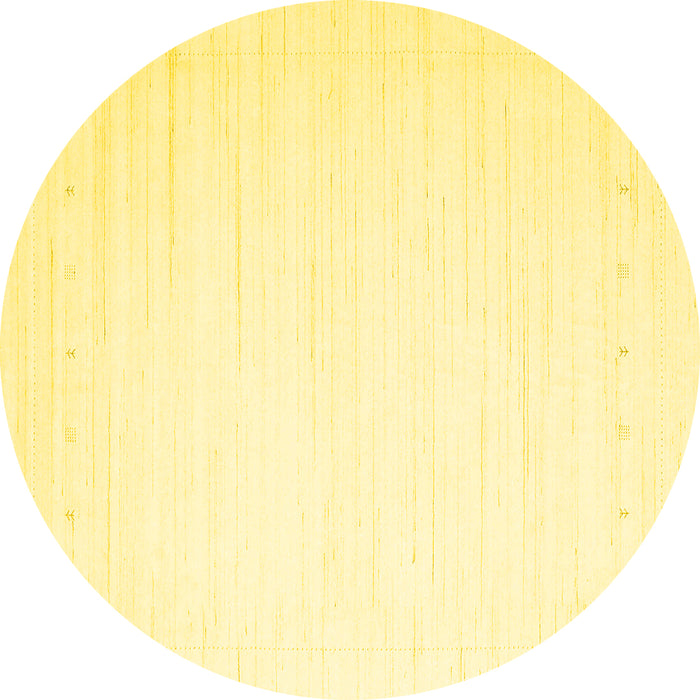 Round Machine Washable Solid Yellow Modern Rug, wshcon2328yw