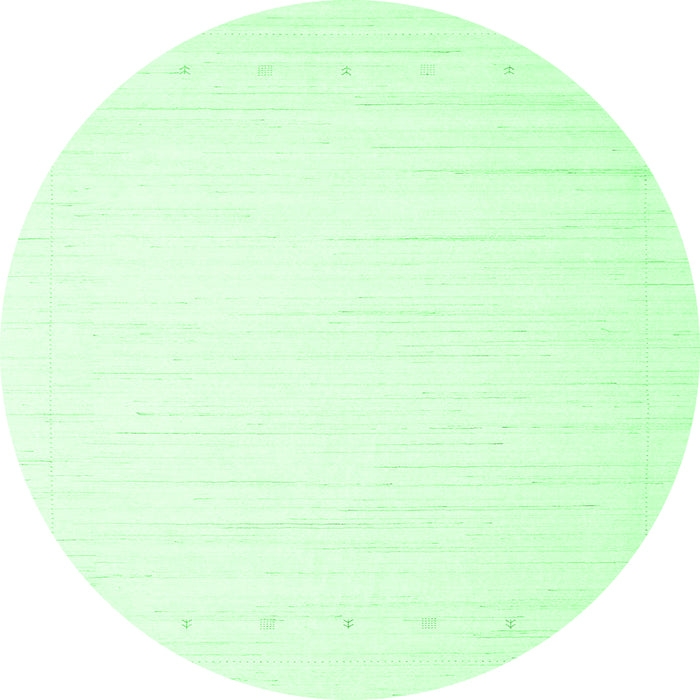 Round Machine Washable Solid Emerald Green Modern Area Rugs, wshcon2328emgrn