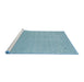 Serging Thickness of Machine Washable Contemporary Denim Blue Rug, wshcon2329