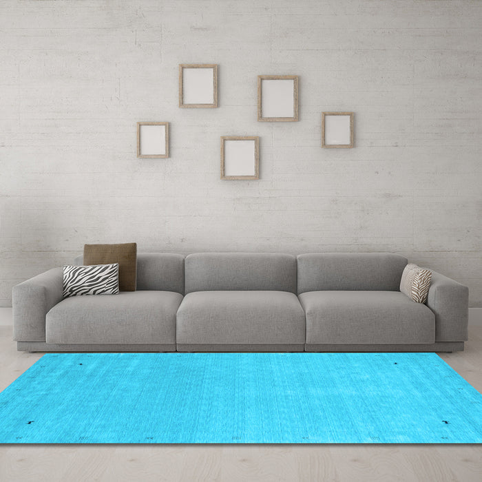 Machine Washable Abstract Light Blue Contemporary Rug in a Living Room, wshcon2329lblu
