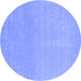 Round Abstract Blue Contemporary Rug, con2329blu