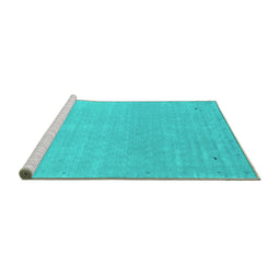 Sideview of Machine Washable Abstract Turquoise Contemporary Area Rugs, wshcon2329turq