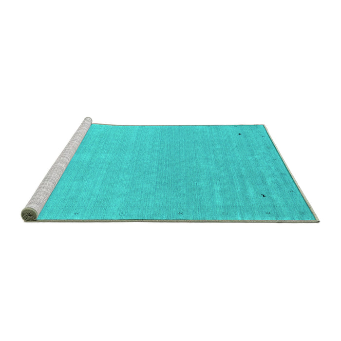 Sideview of Machine Washable Abstract Turquoise Contemporary Area Rugs, wshcon2329turq