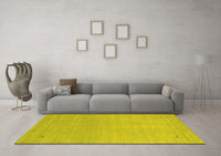 Machine Washable Abstract Yellow Contemporary Rug, wshcon2329yw