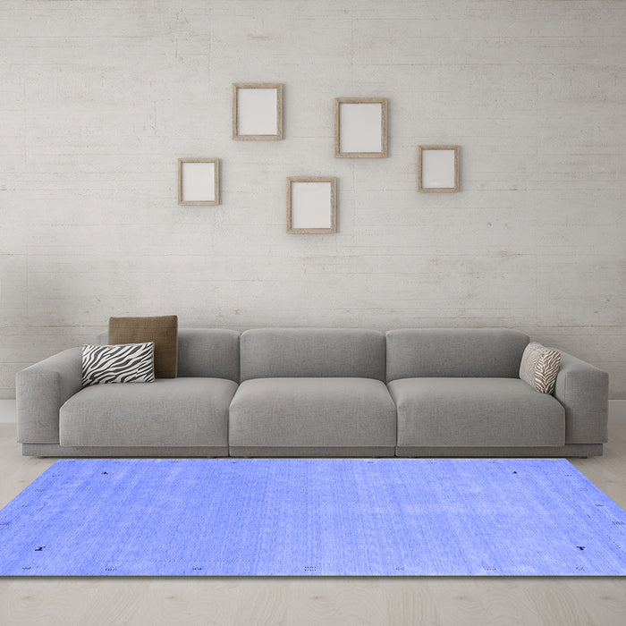 Machine Washable Abstract Blue Contemporary Rug in a Living Room, wshcon2329blu