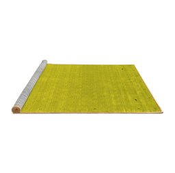 Sideview of Machine Washable Abstract Yellow Contemporary Rug, wshcon2329yw