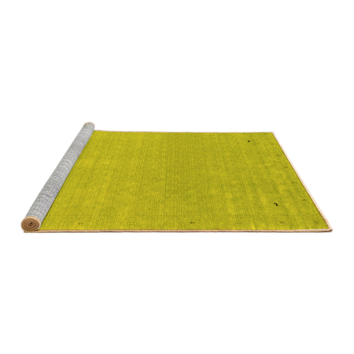 Sideview of Machine Washable Abstract Yellow Contemporary Rug, wshcon2329yw