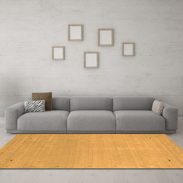 Machine Washable Abstract Orange Contemporary Area Rugs in a Living Room, wshcon2329org