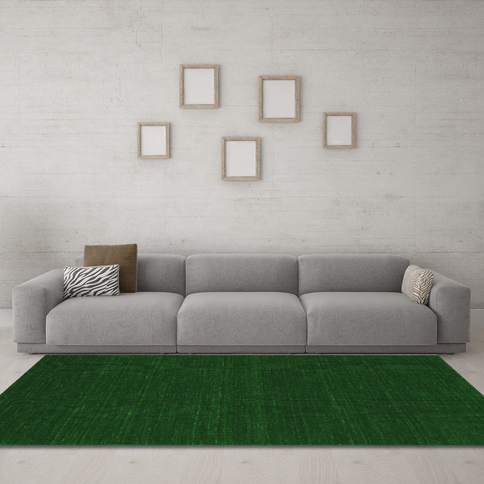 Machine Washable Abstract Green Contemporary Area Rugs in a Living Room,, wshcon232grn