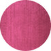 Round Abstract Purple Contemporary Rug, con2330pur