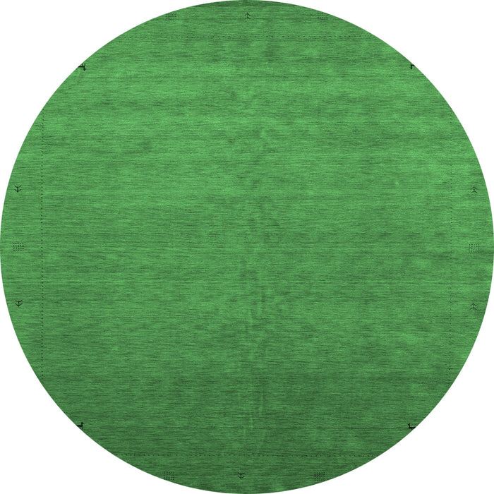 Round Abstract Emerald Green Contemporary Rug, con2330emgrn
