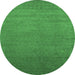 Round Machine Washable Abstract Emerald Green Contemporary Area Rugs, wshcon2330emgrn