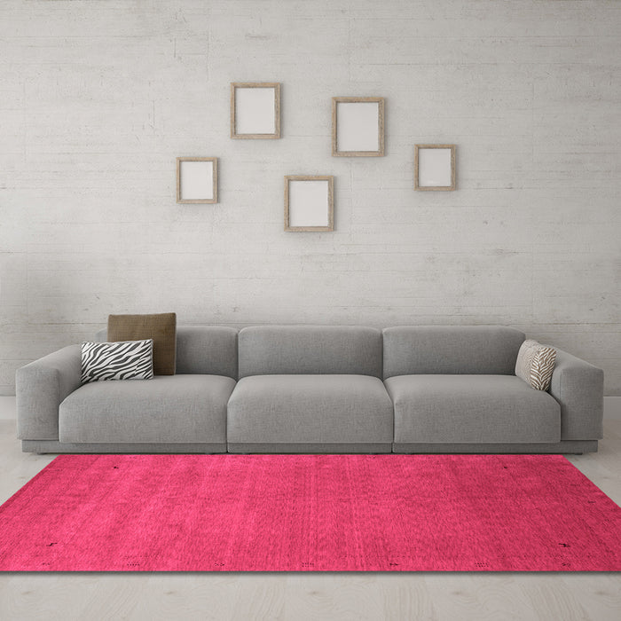 Machine Washable Abstract Pink Contemporary Rug in a Living Room, wshcon2330pnk