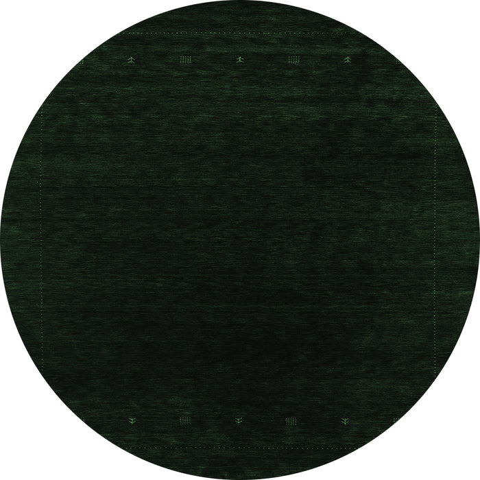 Round Machine Washable Abstract Emerald Green Contemporary Area Rugs, wshcon2331emgrn