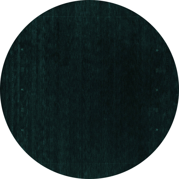 Round Abstract Turquoise Contemporary Rug, con2331turq