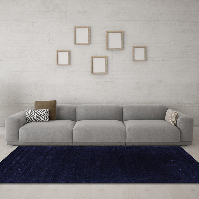 Machine Washable Abstract Blue Contemporary Rug in a Living Room, wshcon2331blu