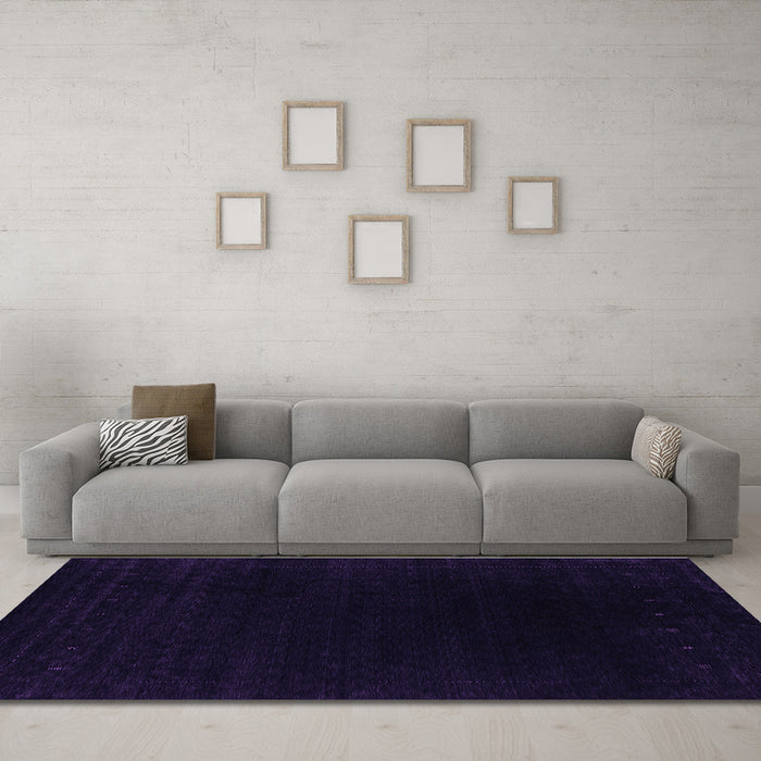 Machine Washable Abstract Purple Contemporary Area Rugs in a Living Room, wshcon2331pur