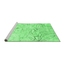 Sideview of Machine Washable Abstract Emerald Green Contemporary Area Rugs, wshcon2332emgrn