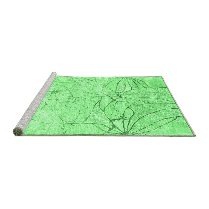 Sideview of Machine Washable Abstract Emerald Green Contemporary Area Rugs, wshcon2332emgrn