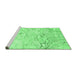 Sideview of Machine Washable Abstract Emerald Green Contemporary Area Rugs, wshcon2332emgrn