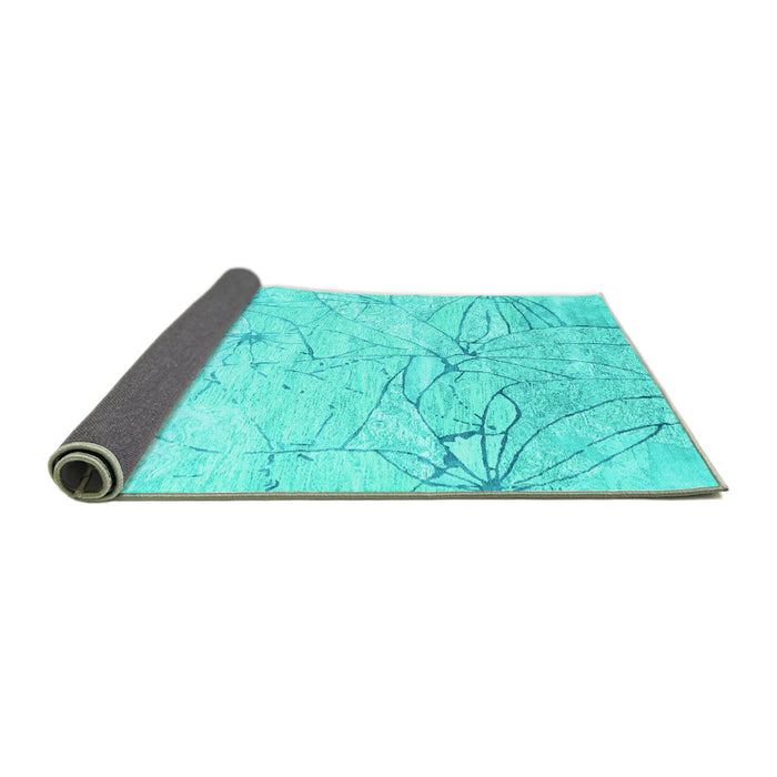 Sideview of Abstract Turquoise Contemporary Rug, con2332turq