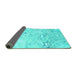 Sideview of Abstract Turquoise Contemporary Rug, con2332turq