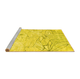 Sideview of Machine Washable Abstract Yellow Contemporary Rug, wshcon2332yw