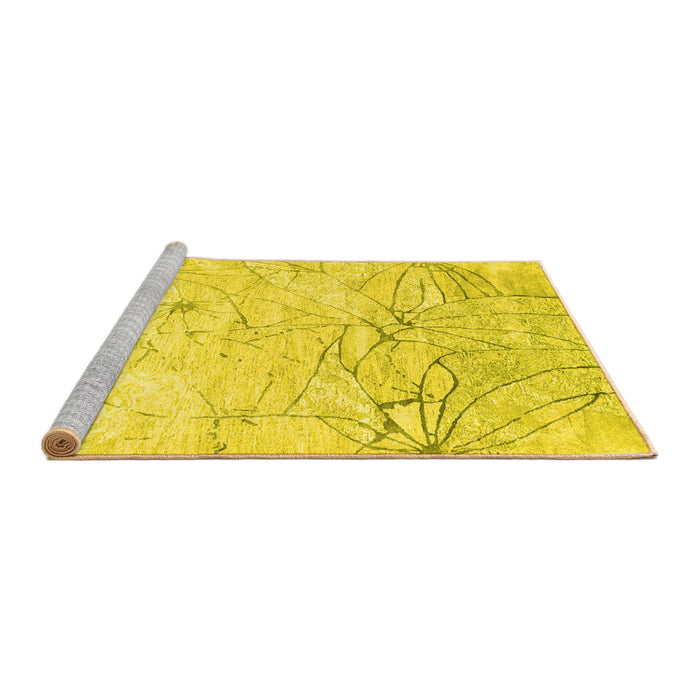 Sideview of Machine Washable Abstract Yellow Contemporary Rug, wshcon2332yw