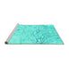 Sideview of Machine Washable Abstract Turquoise Contemporary Area Rugs, wshcon2332turq