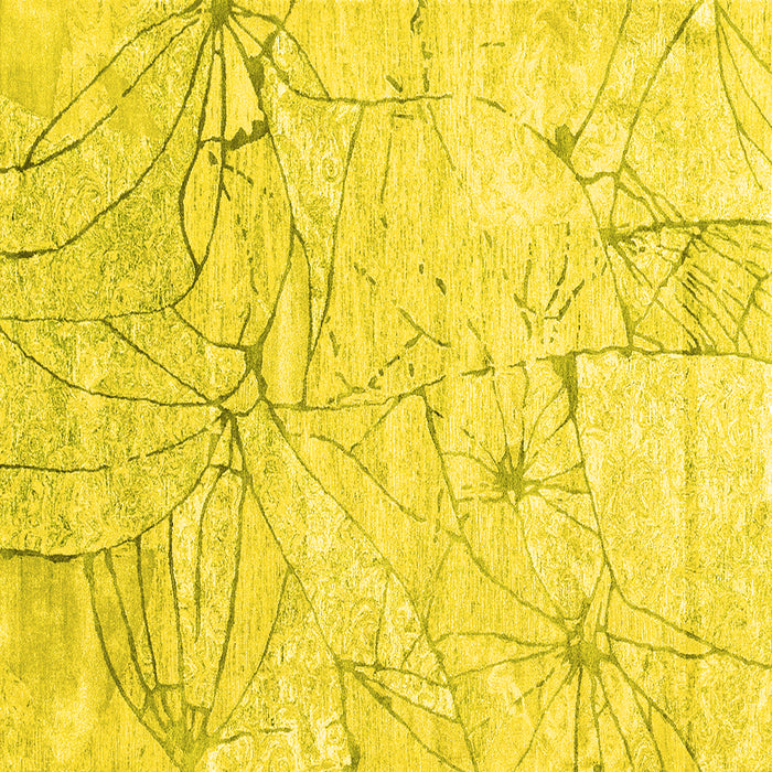 Square Abstract Yellow Contemporary Rug, con2332yw
